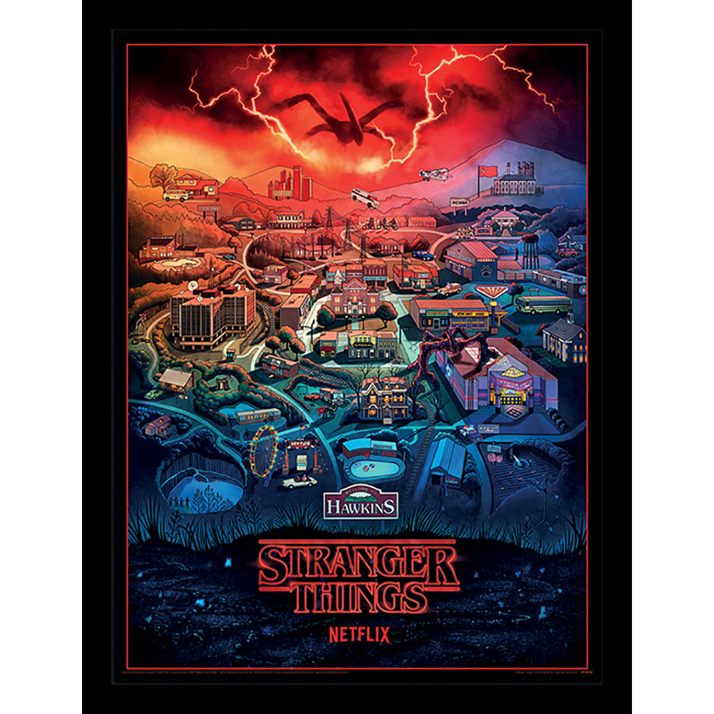 Stranger Things Framed Picture 16 x 12 Hawkins - Officially licensed merchandise.