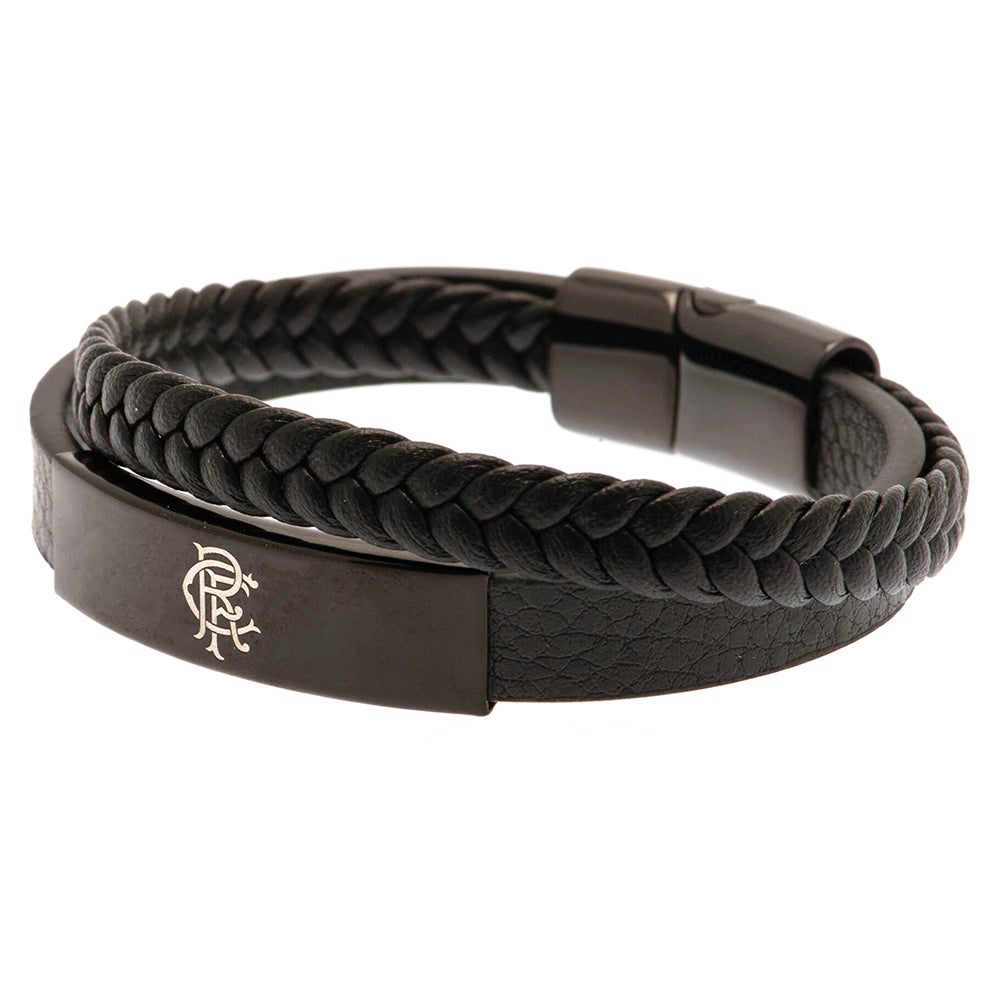 Rangers FC Black IP Leather Bracelet - Bracelets & Charms