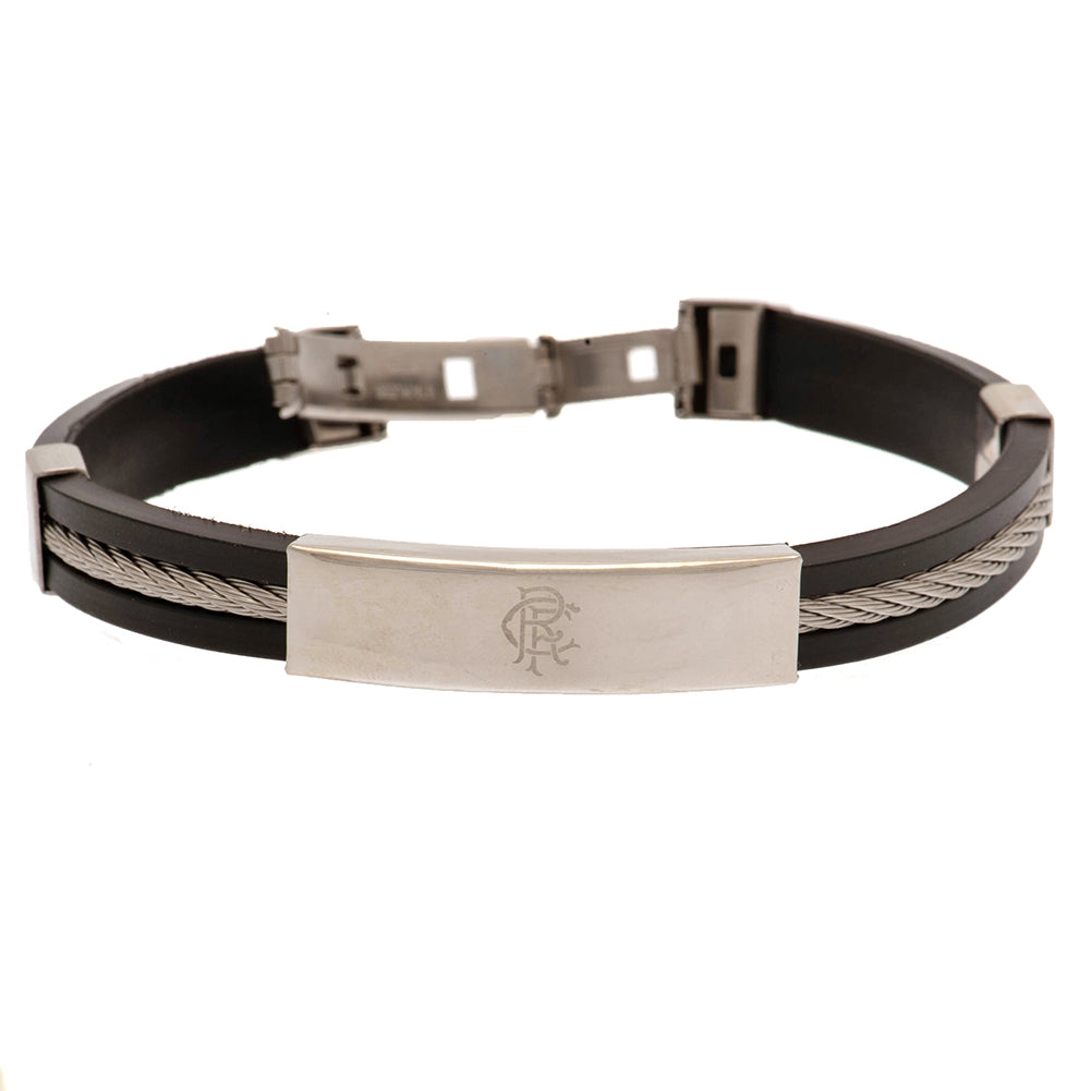 Rangers FC Silver Inlay Silicone Bracelet - Bracelets & Charms