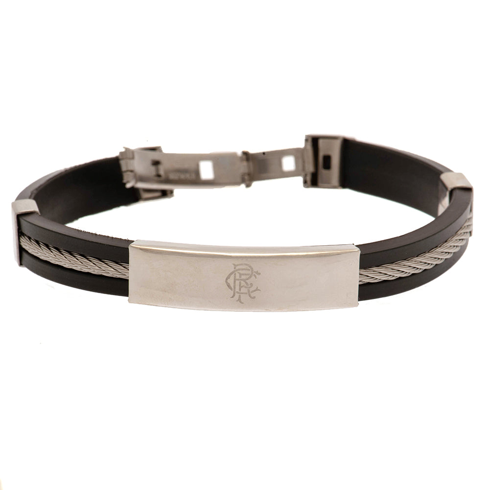 Rangers FC Silver Inlay Silicone Bracelet - Officially licensed merchandise.