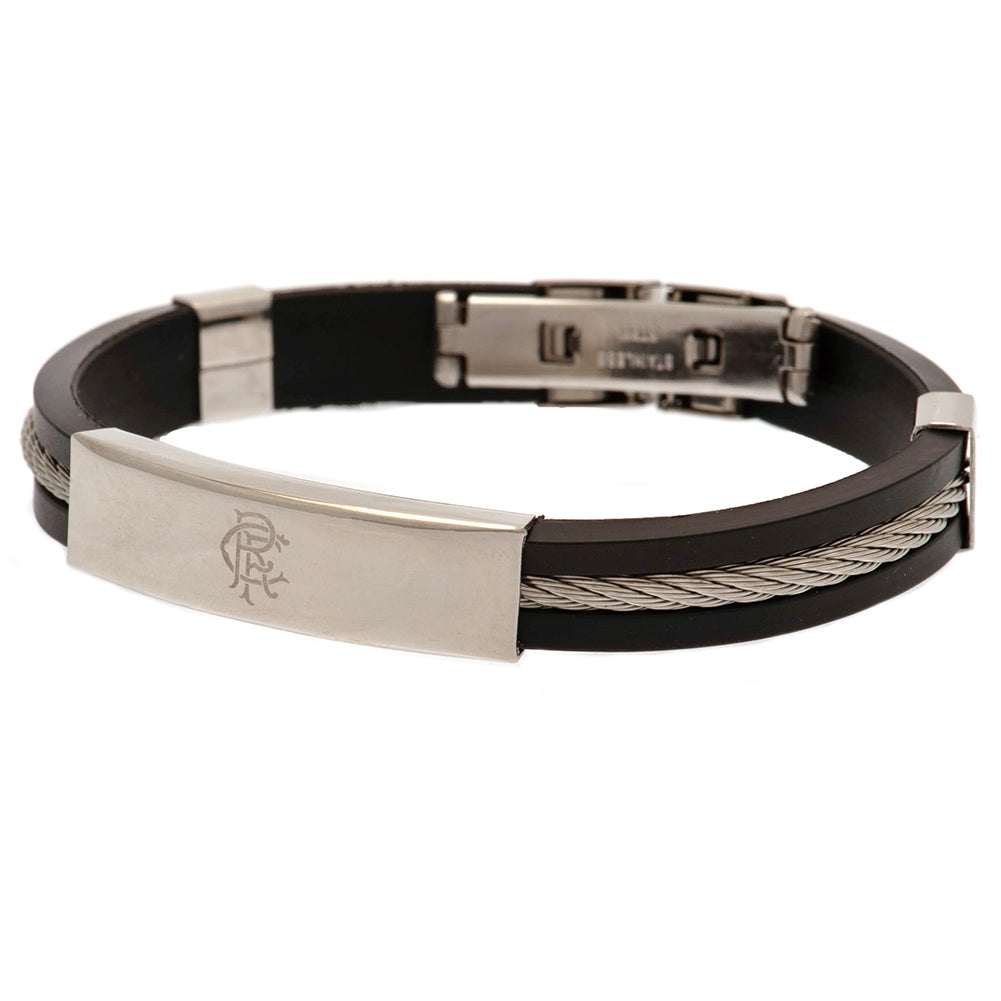 Rangers FC Silver Inlay Silicone Bracelet - Officially licensed merchandise.