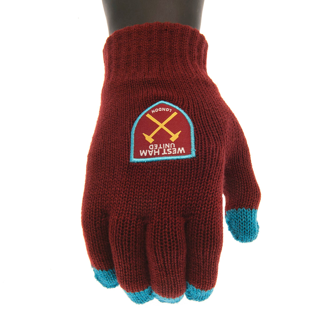 West Ham United FC Touchscreen Knitted Gloves Junior - & Scarves