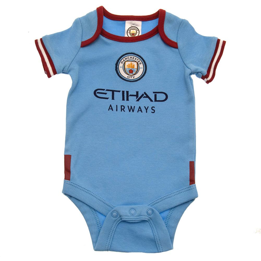 Manchester City FC 2 Pack Bodysuit 6-9 Mths CC - Officially licensed merchandise.