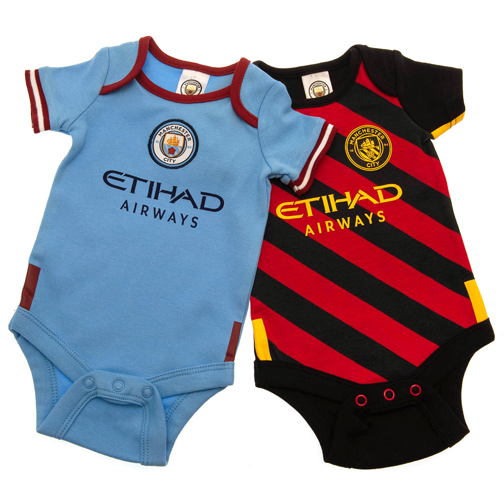 Manchester City FC 2 Pack Bodysuit 6-9 Mths CC - Officially licensed merchandise.