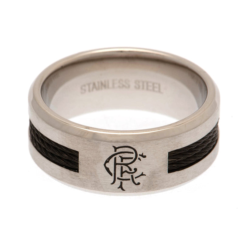 Rangers FC Black Inlay Stainless Steel Ring