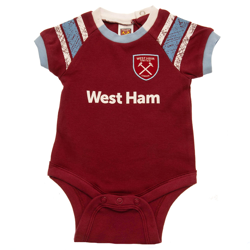 West Ham United FC 2 Pack Bodysuit 6-9 Mths ST - Officially licensed merchandise.