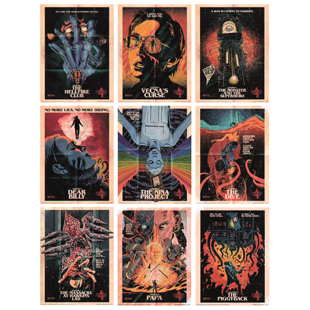 Stranger Things 4 Set of 9 Collector Prints - Officially licensed merchandise.