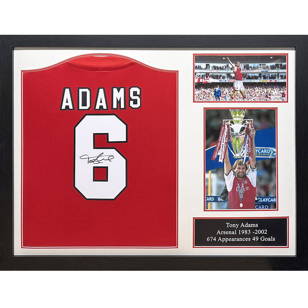 Arsenal FC Adams Retro Signed Shirt (Framed) - Officially licensed merchandise.