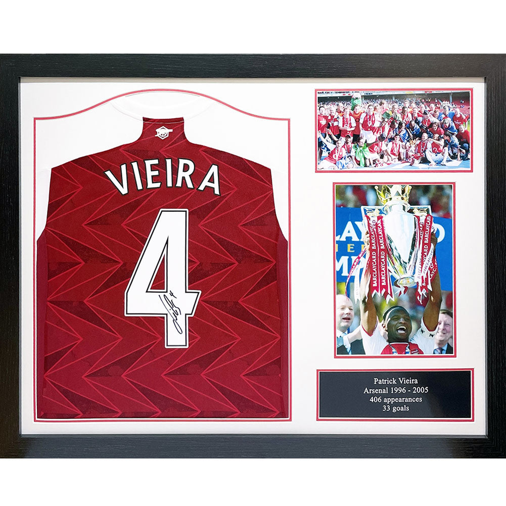 Arsenal FC Vieira Signed Shirt (Framed) - Officially licensed merchandise.
