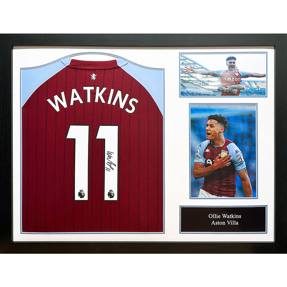 Aston Villa FC Watkins Signed Shirt (Framed) - Officially licensed merchandise.