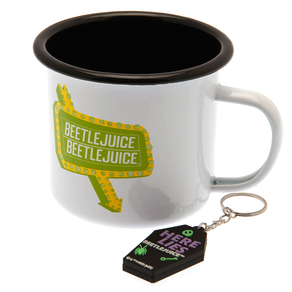 Beetlejuice Enamel Mug & Keyring Set - Officially licensed merchandise.