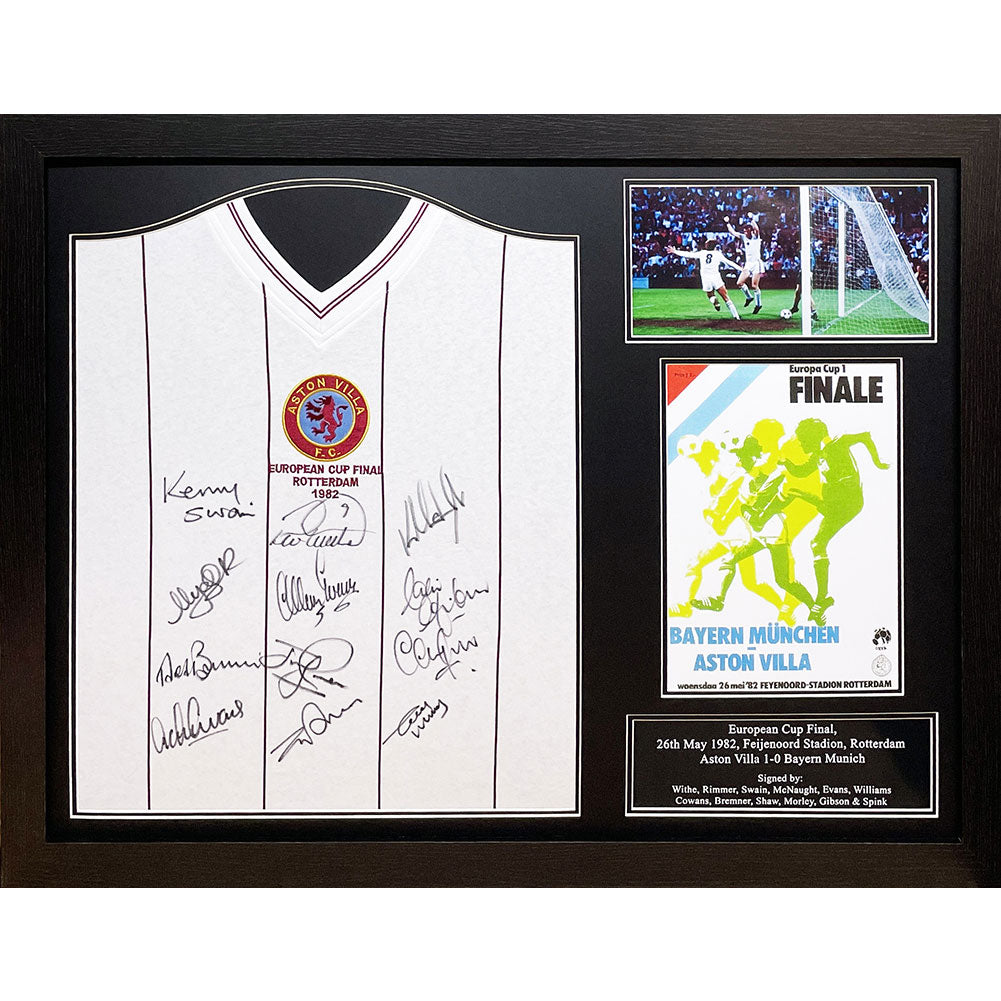 Aston Villa FC 1982 European Cup Final Signed Shirt (Framed) - Officially licensed merchandise.