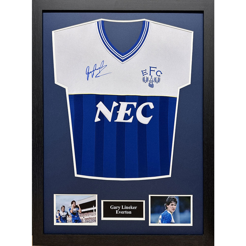 Everton FC 1986 Lineker Signed Shirt (Framed) - Officially licensed merchandise.