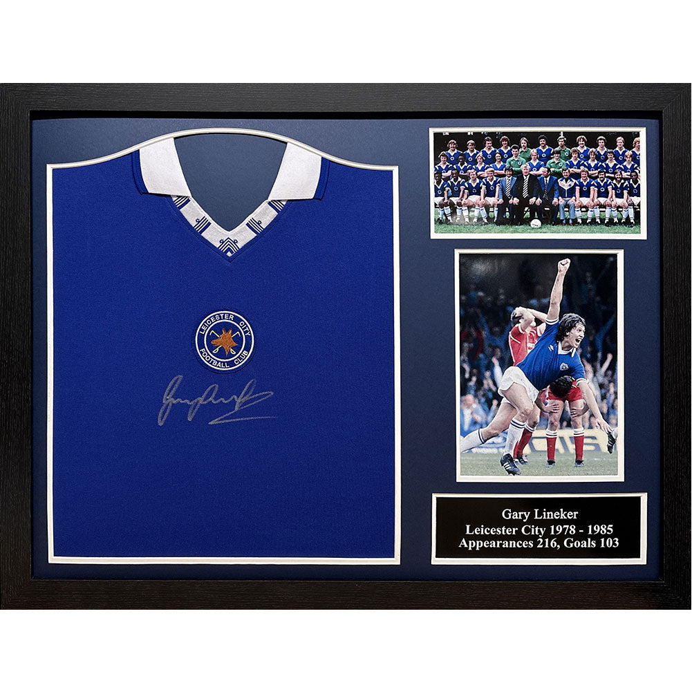 Leicester City FC 1978 Lineker Signed Shirt (Framed) - Officially licensed merchandise.
