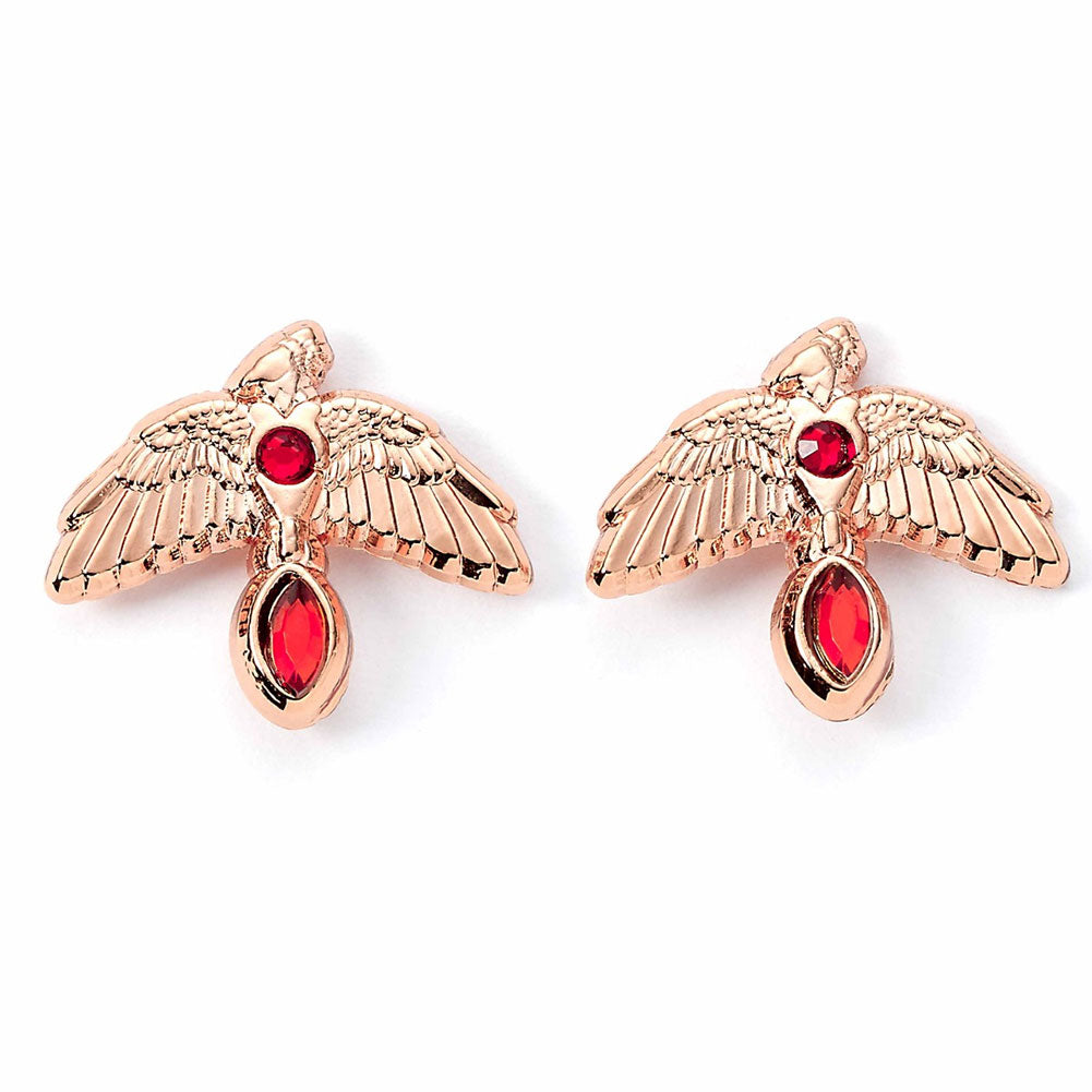 Harry Potter Rose Gold Plated Earrings Fawkes - Officially licensed merchandise.
