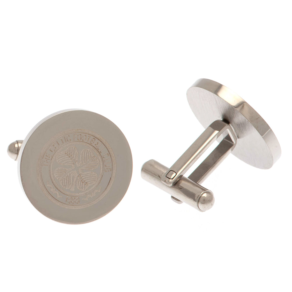 Celtic FC Stainless Steel Round Cufflinks - Officially licensed merchandise.