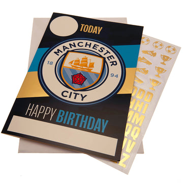 Manchester City FC Birthday Card With Stickers - Officially licensed merchandise.