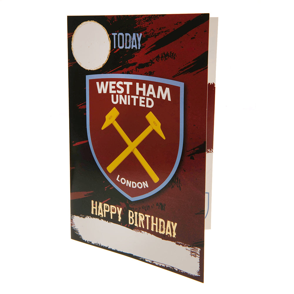 West Ham United FC Birthday Card With Stickers - Officially licensed merchandise.