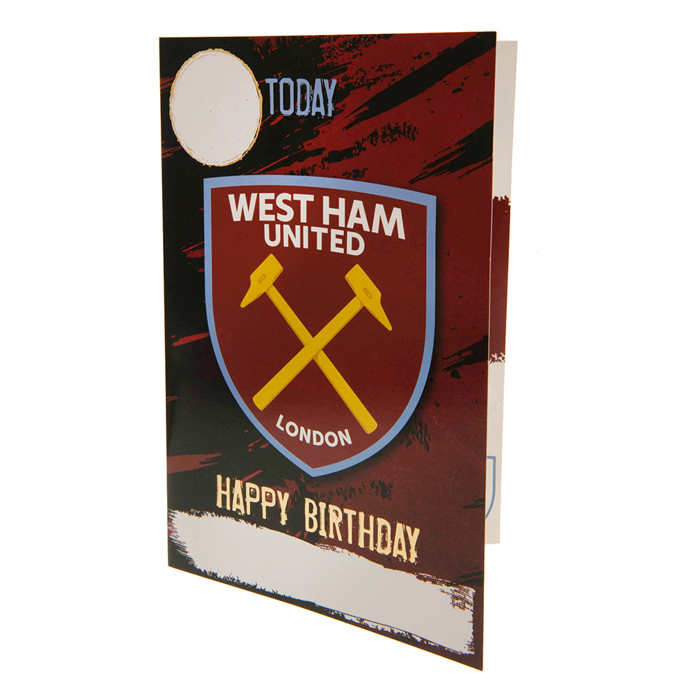 West Ham United FC Birthday Card With Stickers - Cards & Gift Wrap