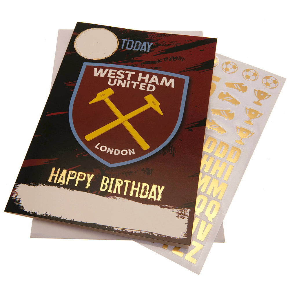 West Ham United FC Birthday Card With Stickers - Officially licensed merchandise.