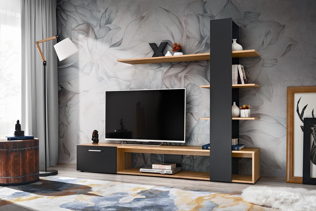 Eco Entertainment Unit - Black / 190cm - Wall