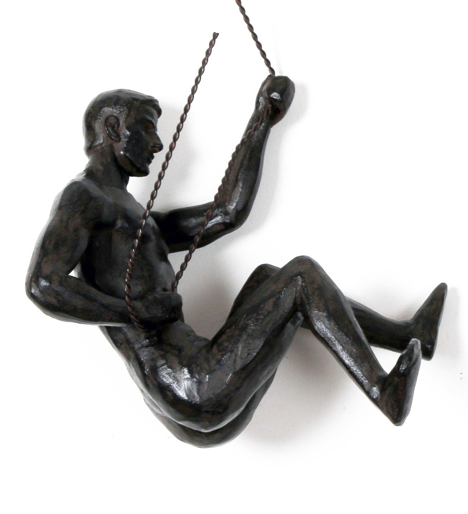 Abseiling Man Looking Down Ornament Black-Figurines & Statues