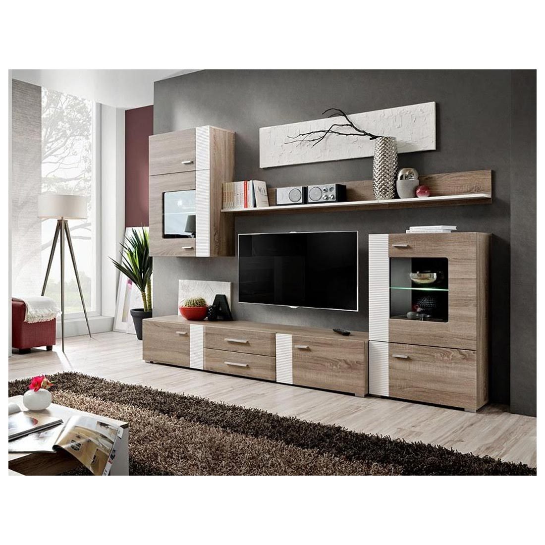 Aleppo Entertainment Unit - Oak Teufel / 240cm - Wall