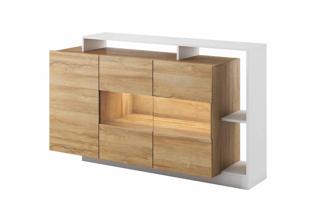Alva Display Sideboard Cabinet 155cm Oak Grandson Living Room Display Cabinet 