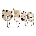 Animal Carvings of Lion, Giraffe, Elephant & Zebra Hooks-Nursery Furniture