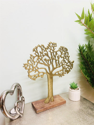 Antique Gold Tree On Wooded Base 27cm - £25.99 - Ornaments 