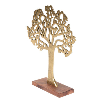 Antique Gold Tree On Wooden Base Large - £49.99 - Tree Of Life 