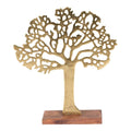 Antique Gold Tree On Wooden Base Medium-Tree Of Life