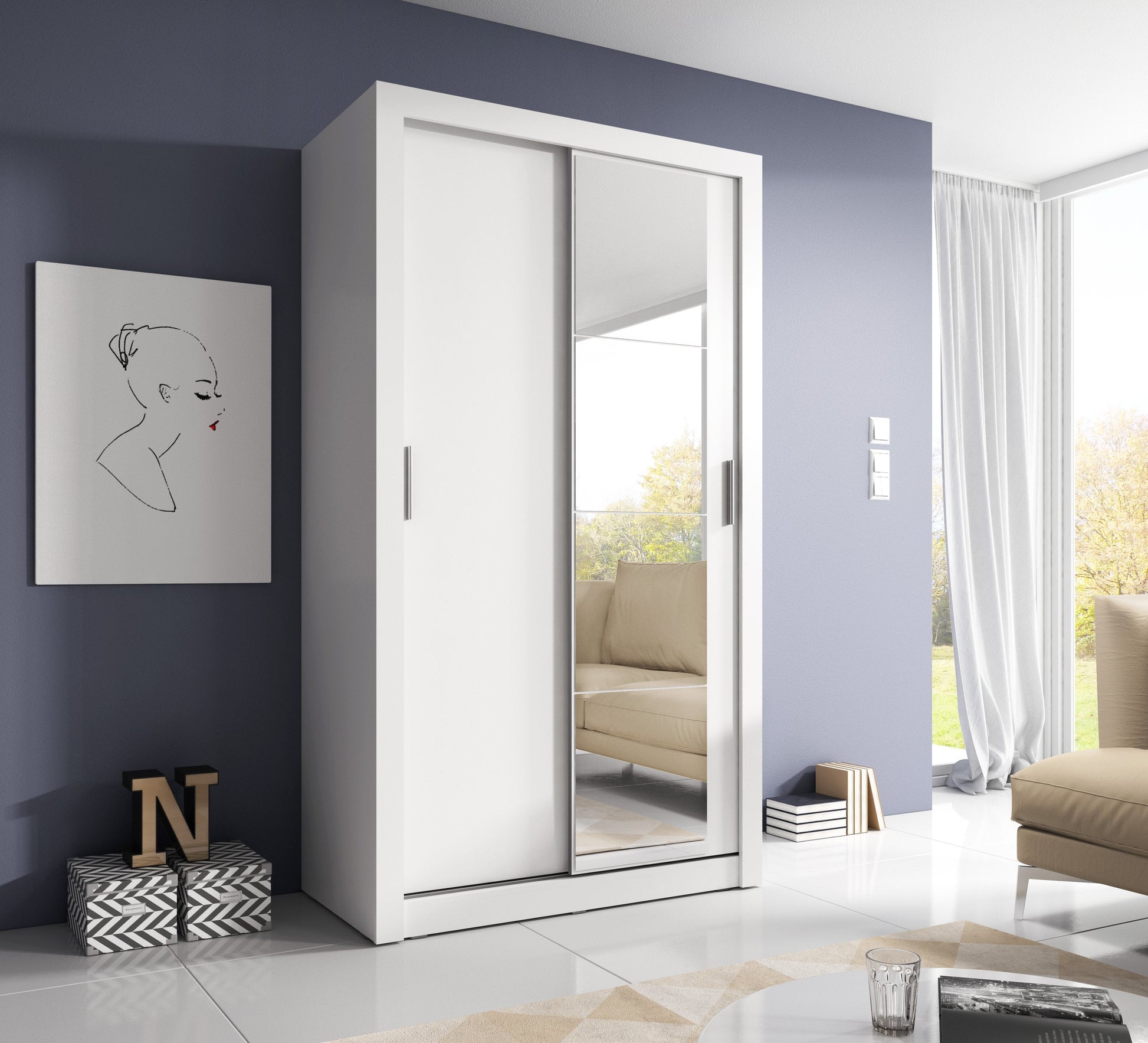 Arti 6 - 2 Sliding Door Wardrobe 120cm White Matt Sliding Door Wardrobe 