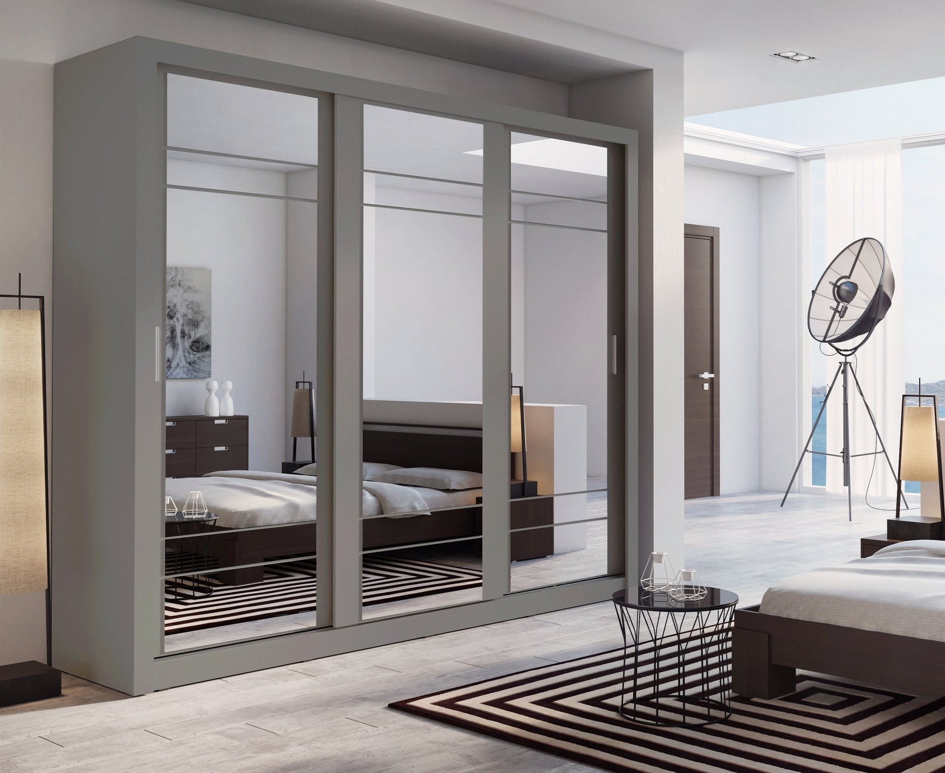 Arti AR-02 Sliding Door Wardrobe 250cm Grey Matt Sliding Door Wardrobe 