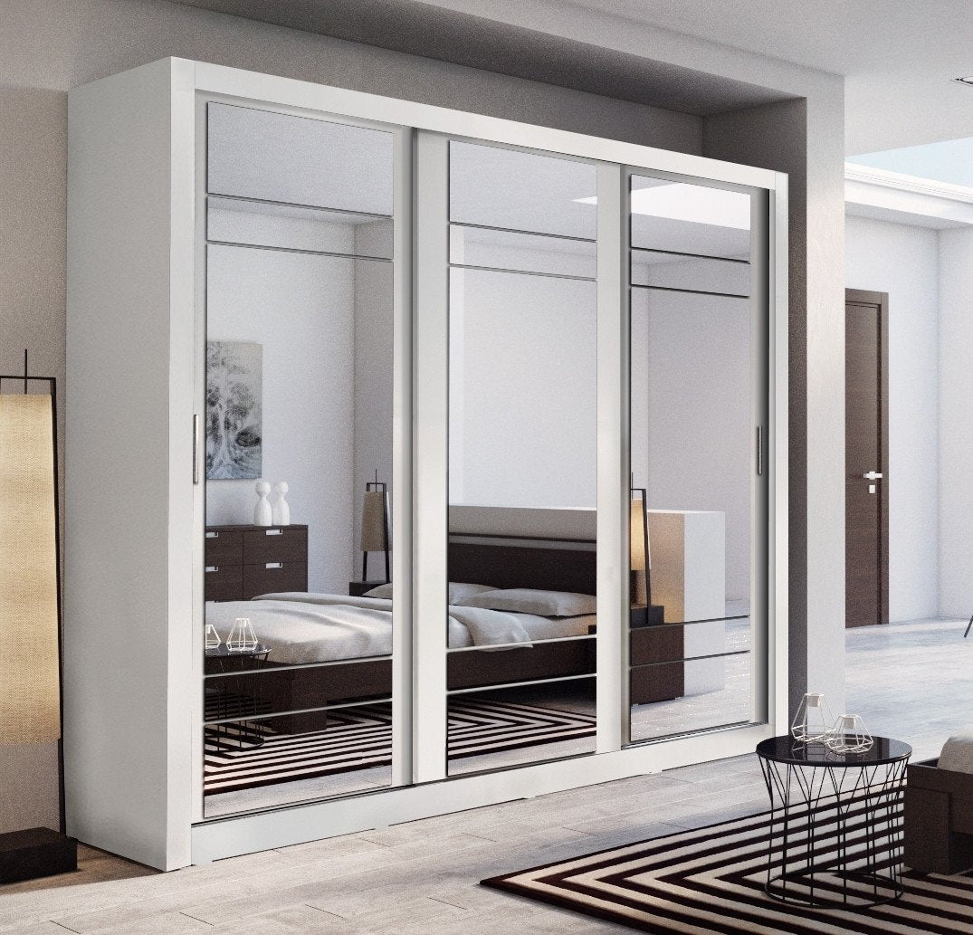 Arti AR-02 Sliding Door Wardrobe 250cm White Matt Sliding Door Wardrobe 