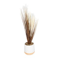 Artificial Grasses In A White Pot With White Feathers - 50cm-Artificial Plants
