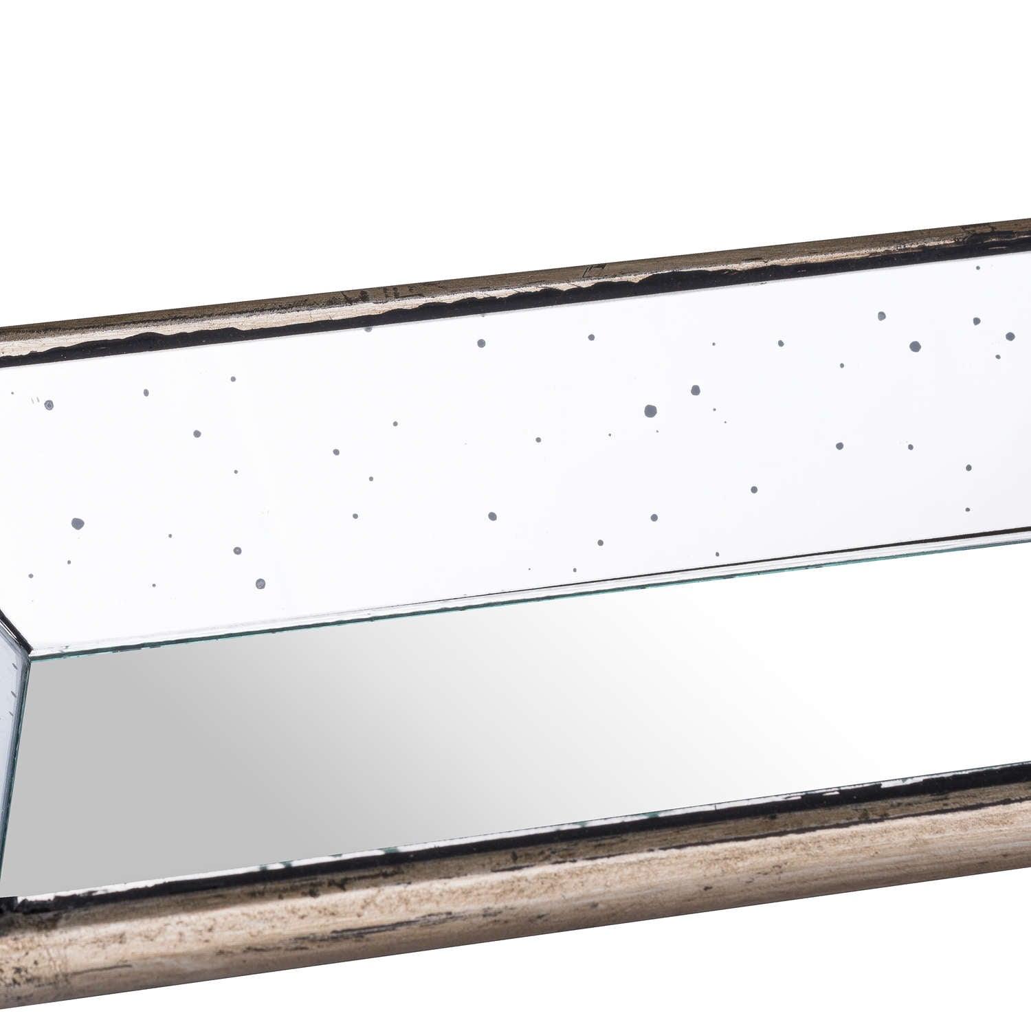 Astor Distressed Mirrored Display Tray With Wooden Detailing-Gifts & Accessories > Trays