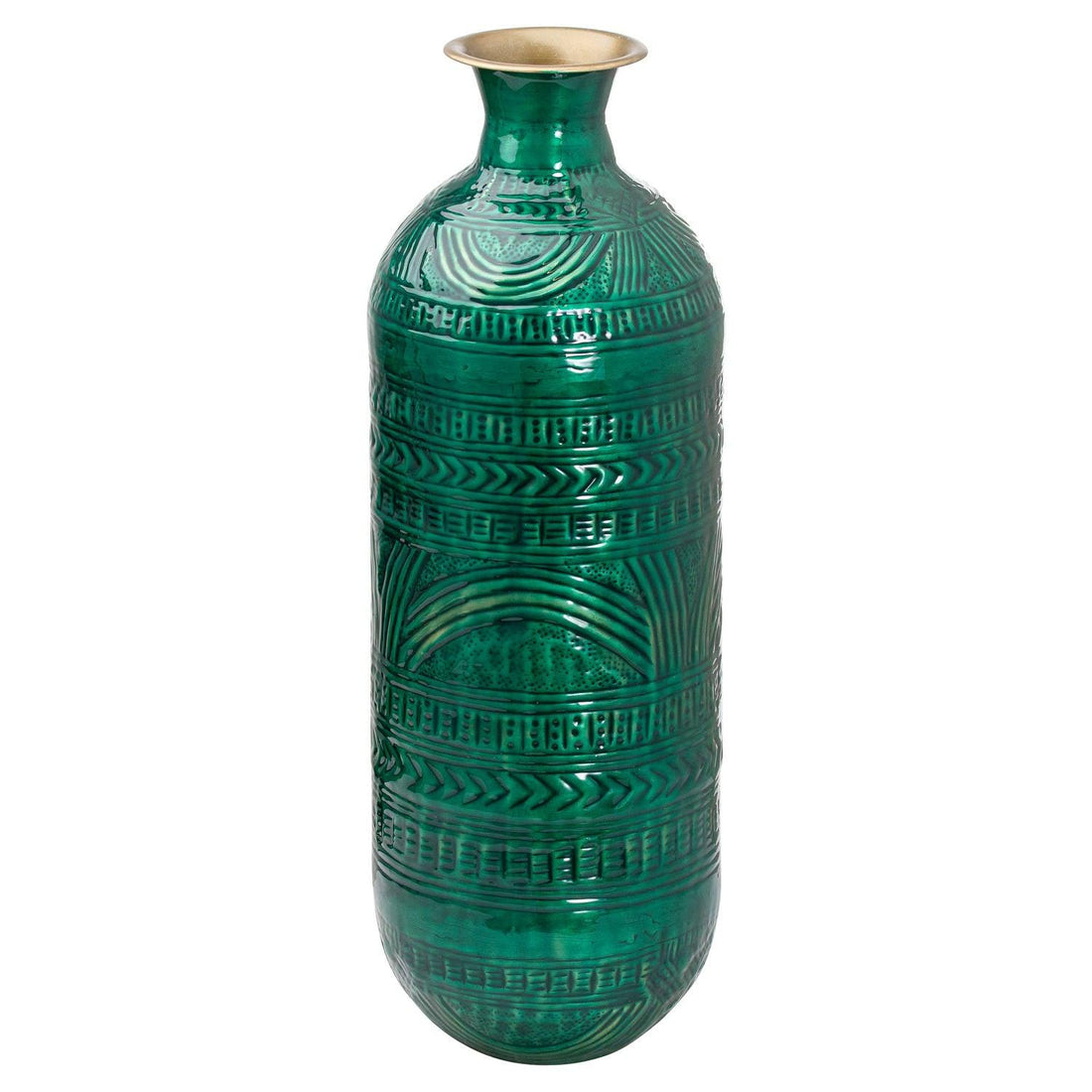 Aztec Collection Brass Embossed Ceramic Dipped Lebes Vase - £104.95 - Gifts & Accessories > Vases 