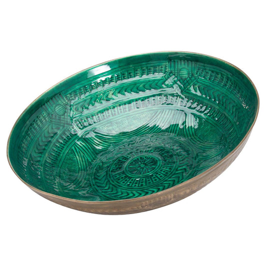 Aztec Collection Brass Embossed Ceramic Large Bowl - £119.95 - Gifts & Accessories > Kitchen And Tableware 