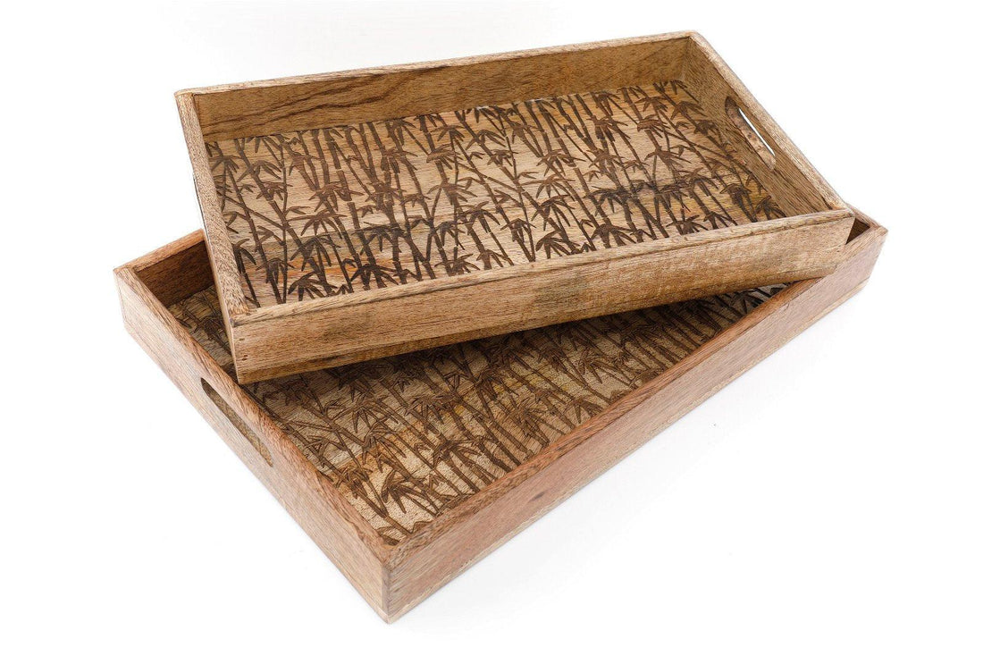 Bamboo Wooden Trays Set of Two - £53.99 - Trays & Chopping Boards 