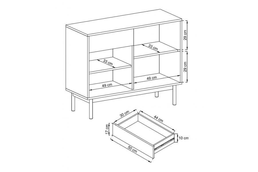Basic Sideboard Cabinet 104cm - £138.6 - Living Display Sideboard Cabinet 