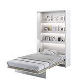 Vertical Folding Wall Bed – Small Double 120cm | Hidden Pull Down Bed with Self-Hold Spring & Locking System White Gloss 120 x 200cm