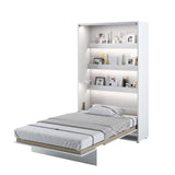 Small Double (120cm) Vertical Wall Bed (Gas Lift) White Matt
