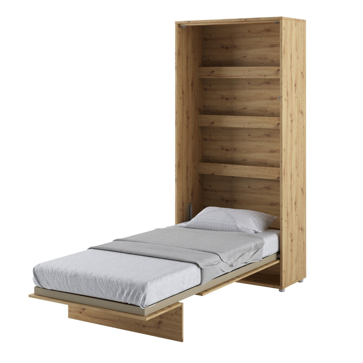 Single (90cm) Vertical Wall Bed (Gas Lift) Oak Artisan