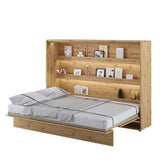 Double (140cm) Horizontal Wall Bed (Gas Lift) Oak Artisan