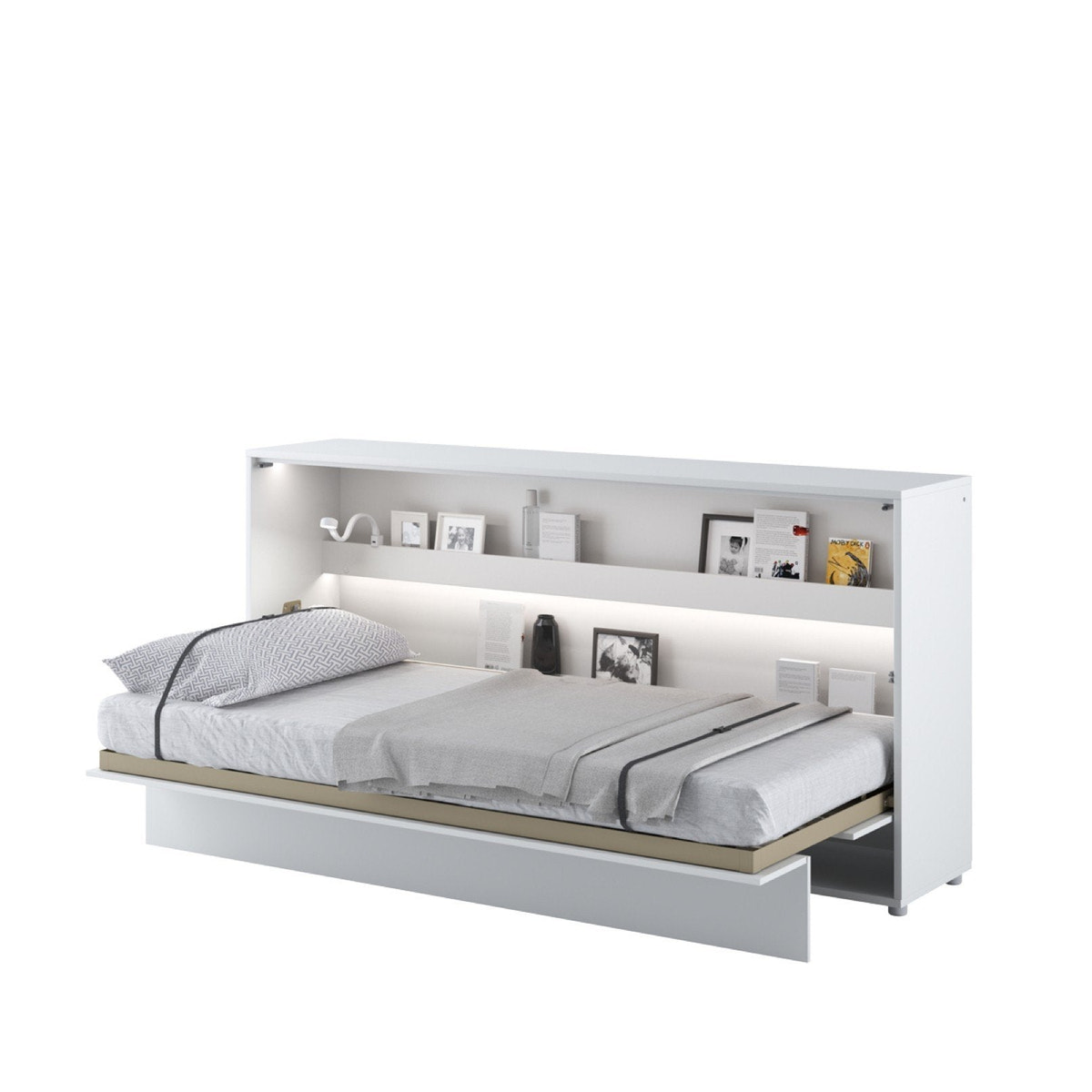 Single (90cm) Horizontal Wall Bed (Gas Lift) White Matt