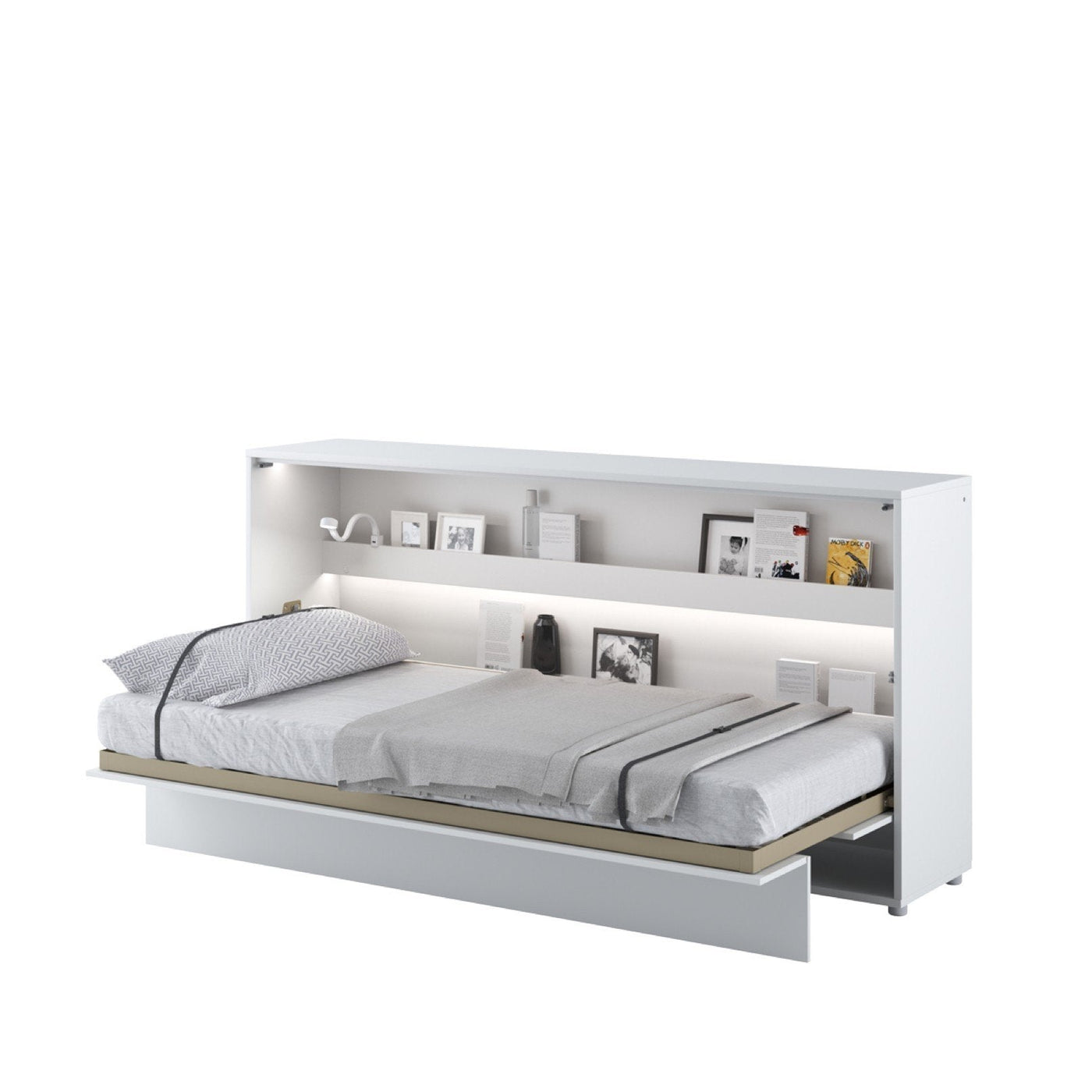 Single (90cm) Horizontal Wall Bed (Gas Lift) White Matt