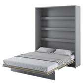 Vertical Folding Wall Bed – Single 80cm | Compact Hidden Pull Down Bed with Spring Mechanism Grey Matt 180 x 200cm
