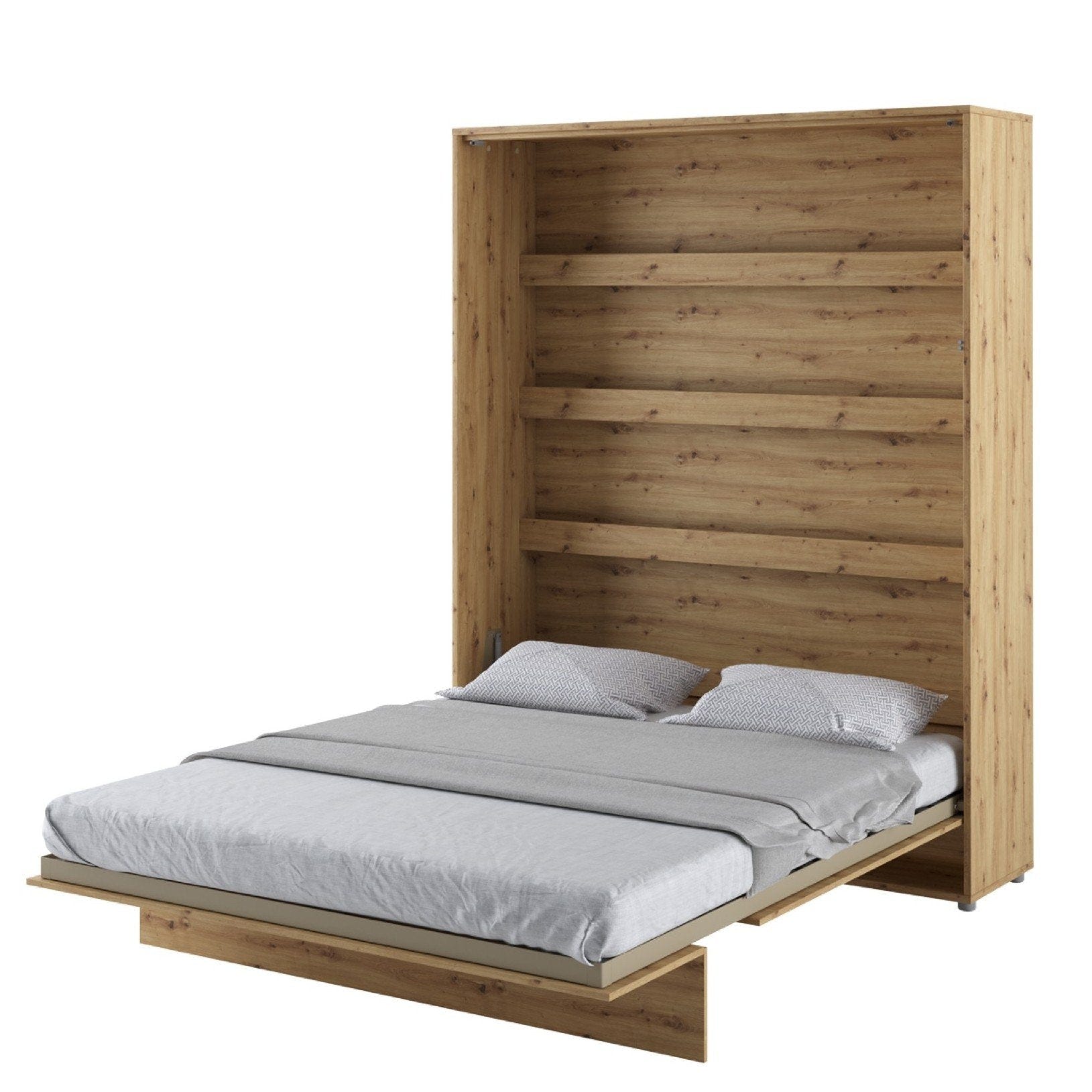 Vertical Folding Wall Bed – Single 80cm | Compact Hidden Pull Down Bed with Spring Mechanism Oak Artisan 180 x 200cm