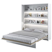 Vertical Folding Wall Bed – Single 80cm | Compact Hidden Pull Down Bed with Spring Mechanism White Matt 180 x 200cm